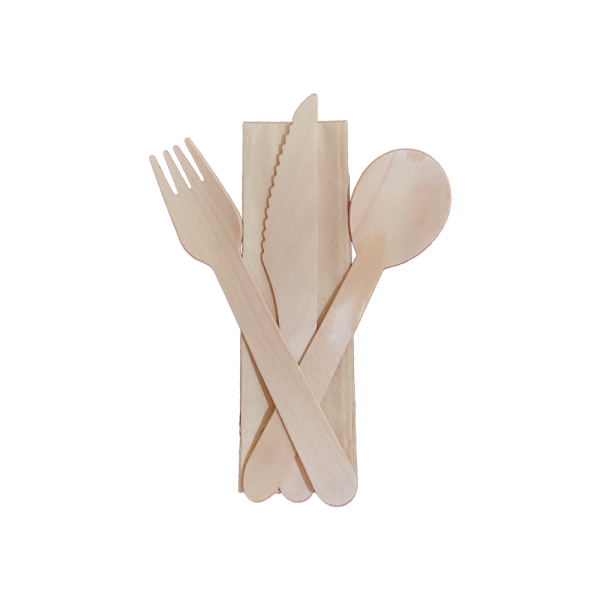 4 Pc Cutlery Set in Sealed Sleeve (Knife, Fork, Spoon, Napkin) - Image 2
