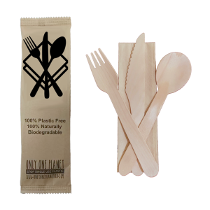 4 Pc Cutlery Set in Sealed Sleeve (Knife, Fork, Spoon, Napkin)