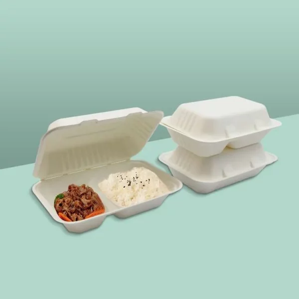 B002 - 1000ml 2 Compartment Clamshell - Image 2