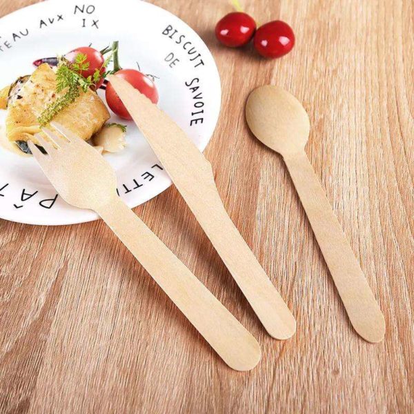 Disposable Wooden Cutlery (100 pcs) - Image 2