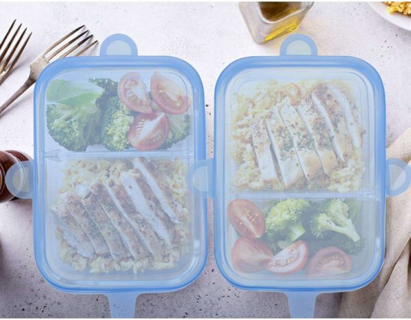 Silicone Stretch Lids, Set of 6 Rectangle - Blue