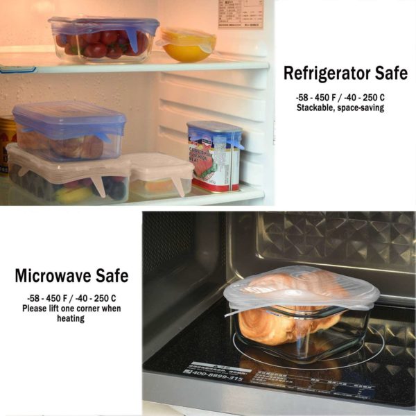 Silicone Stretch Lids, Set of 6 Rectangle - Blue - Image 3
