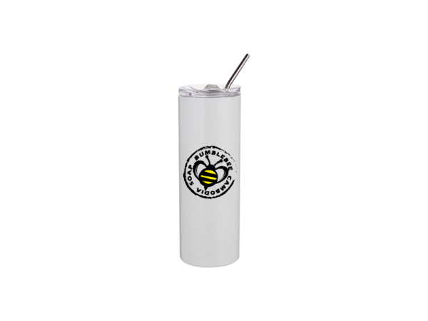 600ml Stainless Steel Skinny Tumbler w/metal straw