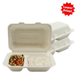 B002 - 1000ml 2 Compartment Clamshell